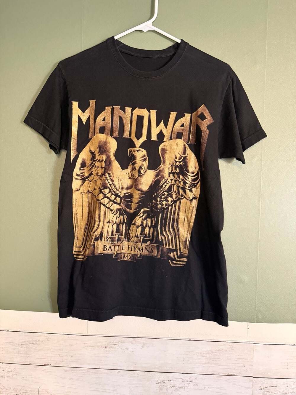 Manowar Battle Hymns Tour 2011 Graphic T-Shirt Black Mens Small Heavy Metal Band
